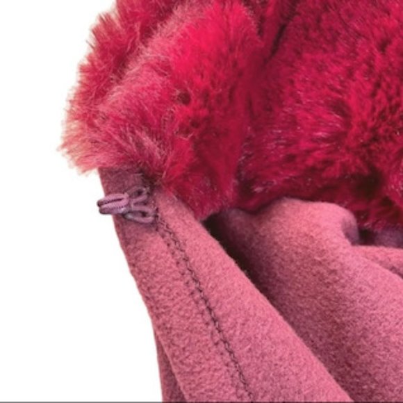 WOMENS WINE RUANA/PONCHO W/FAUX FUR COLLAR  - OS - Picture 5 of 10